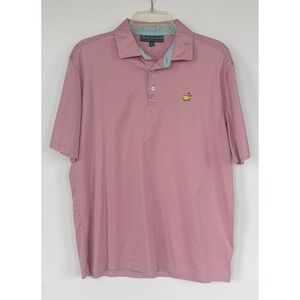 Masters Collection Golf Polo Shirt Mens Large Pink Blue Striped Short Sleeve L